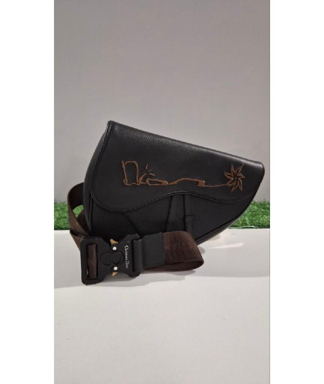 CHRISTIAN DIOR Черная кожаная сумка через плечо, фото 4