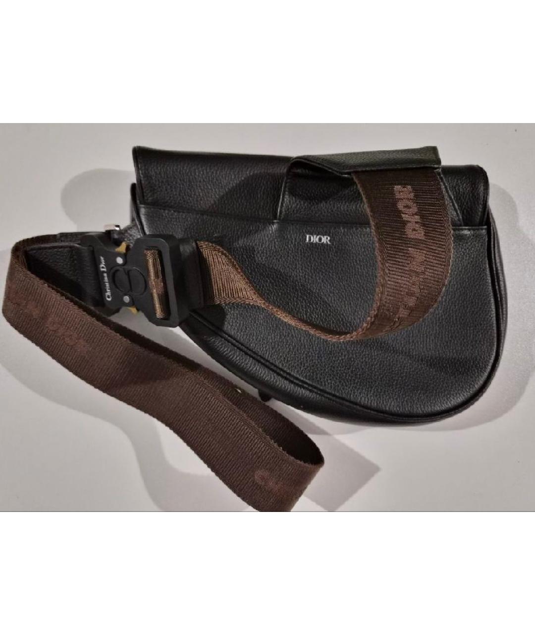 CHRISTIAN DIOR Черная кожаная сумка через плечо, фото 6