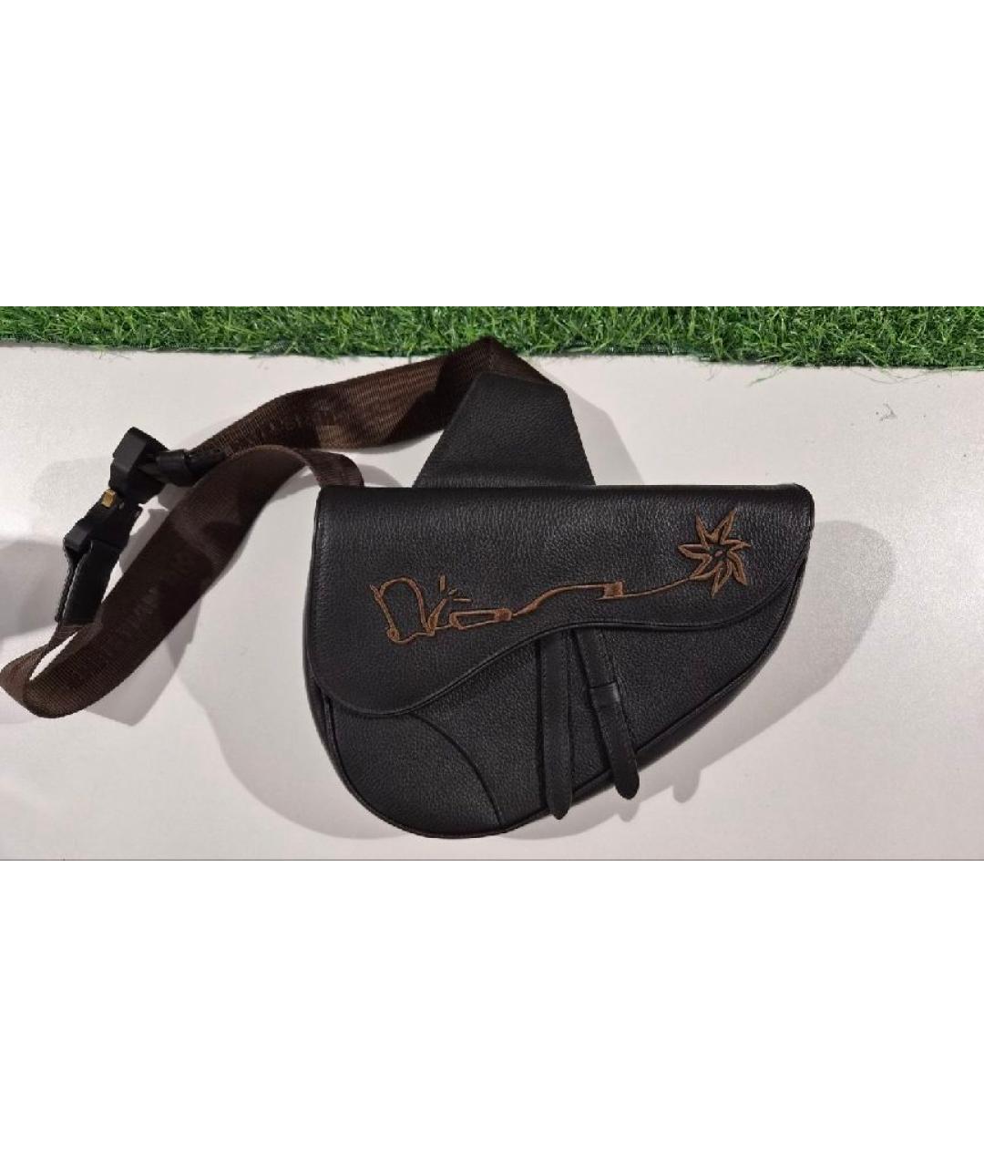 CHRISTIAN DIOR Черная кожаная сумка через плечо, фото 2