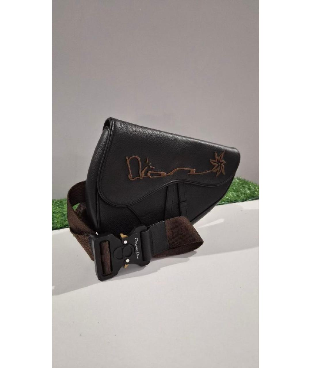 CHRISTIAN DIOR Черная кожаная сумка через плечо, фото 10