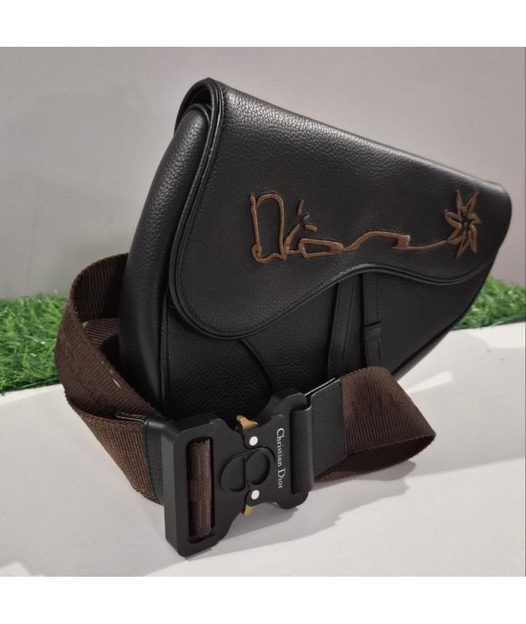 CHRISTIAN DIOR Черная кожаная сумка через плечо, фото 9