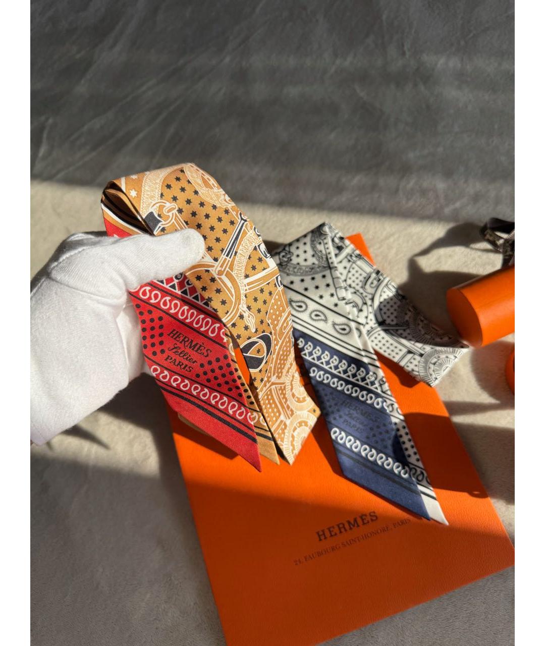 HERMES Мульти шелковый платок, фото 5