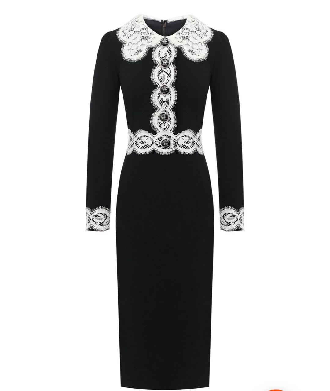 DOLCE&GABBANA Черное шерстяное коктейльное платье, фото 5