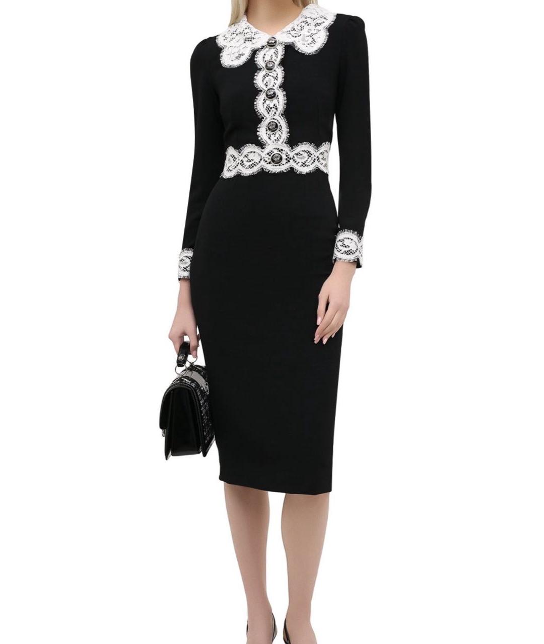 DOLCE&GABBANA Черное шерстяное коктейльное платье, фото 2