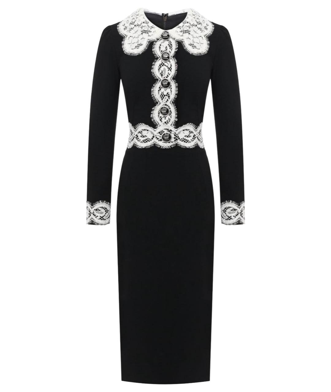 DOLCE&GABBANA Черное шерстяное коктейльное платье, фото 1