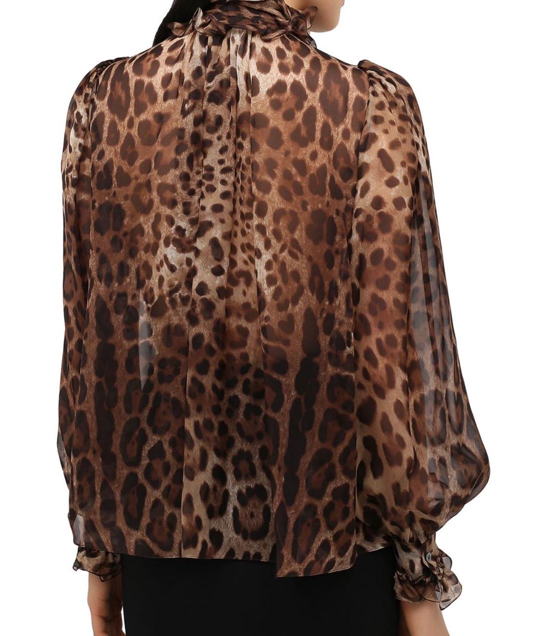 DOLCE&GABBANA Коричневая шелковая блузы, фото 2