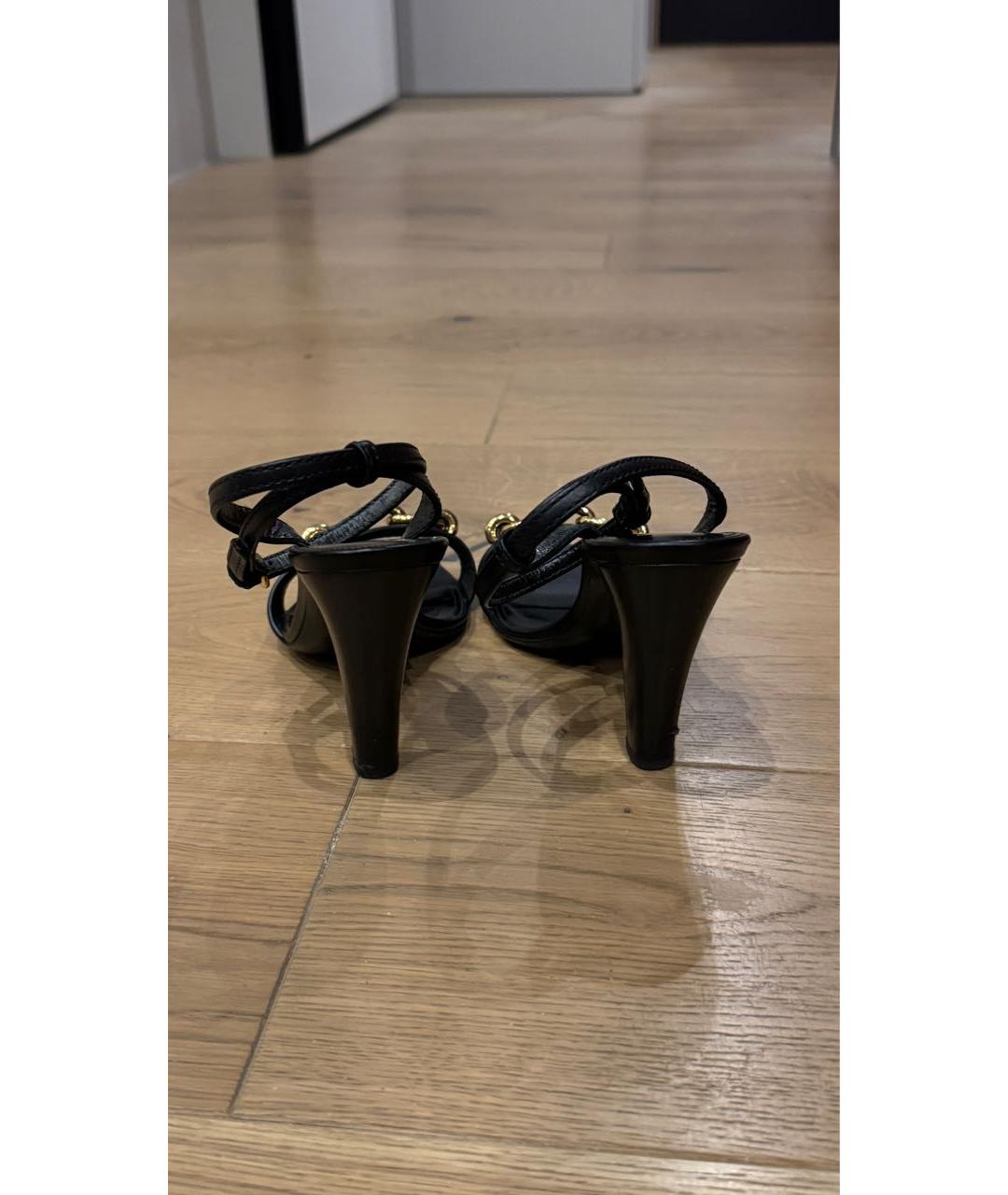 SAINT LAURENT Черные кожаные босоножки, фото 4