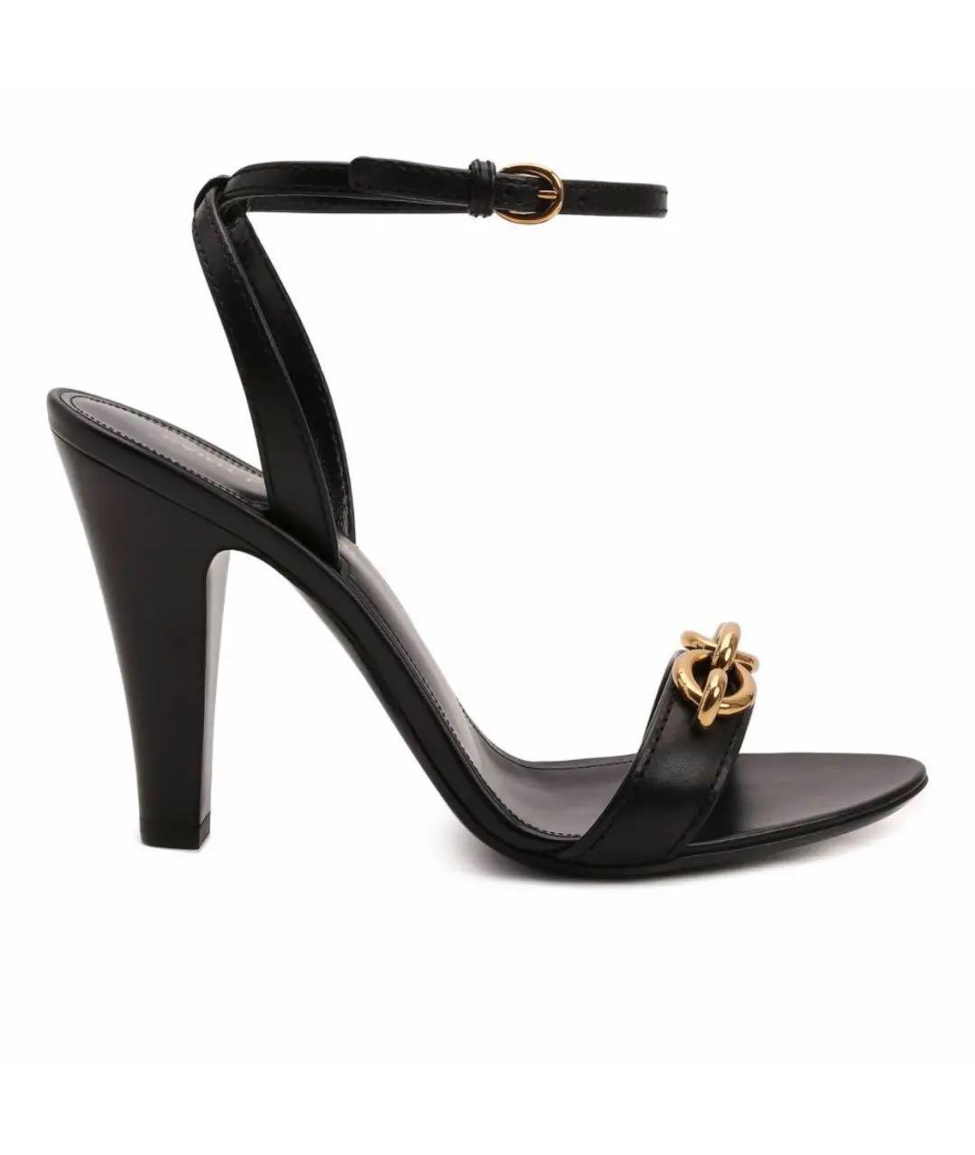 SAINT LAURENT Черные кожаные босоножки, фото 1