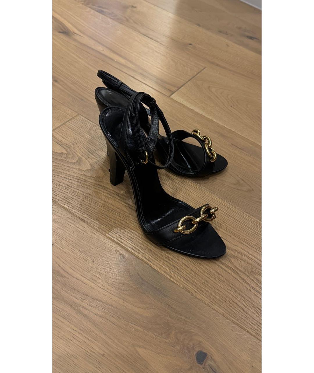 SAINT LAURENT Черные кожаные босоножки, фото 7