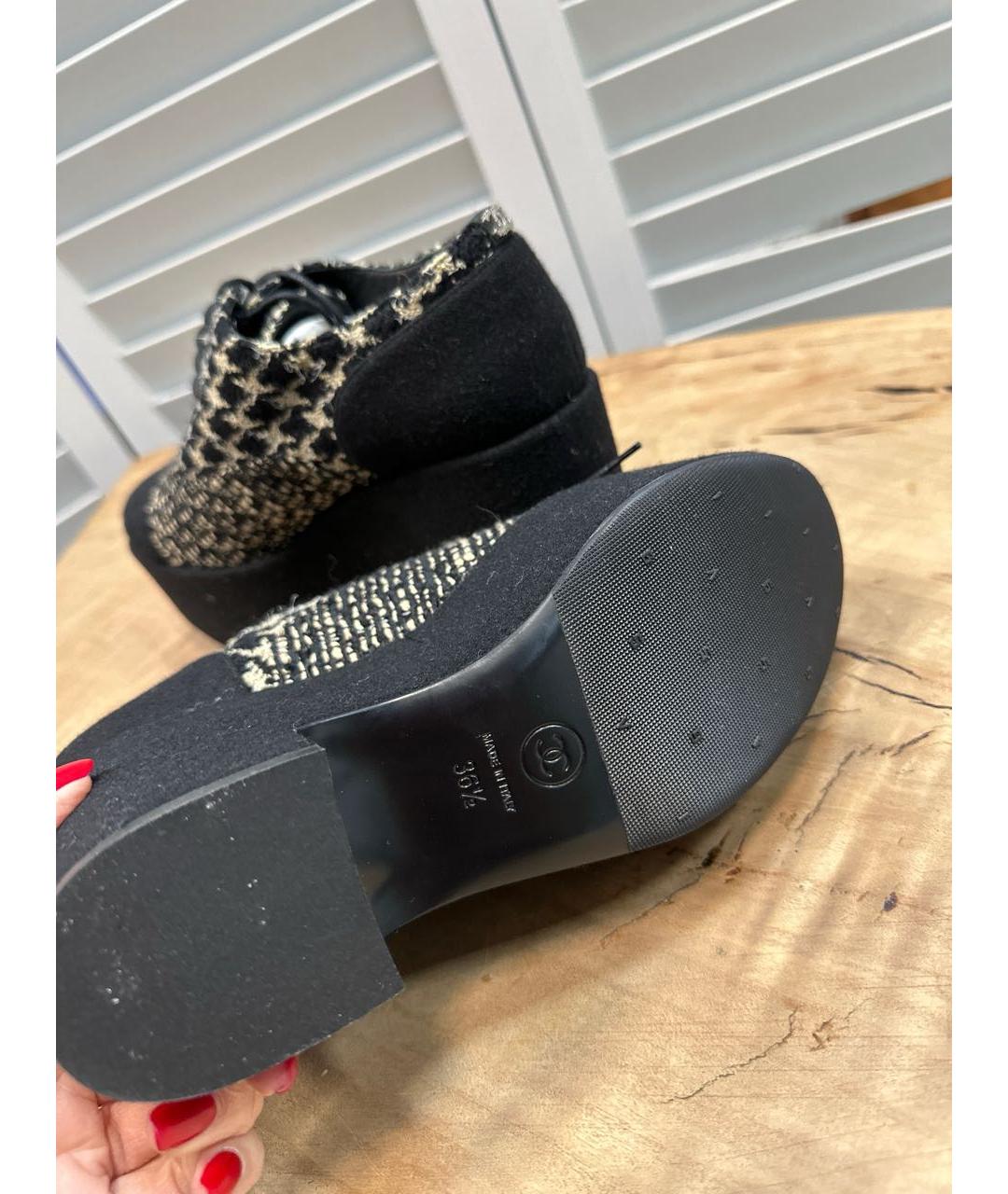 CHANEL Черные кожаные туфли, фото 4