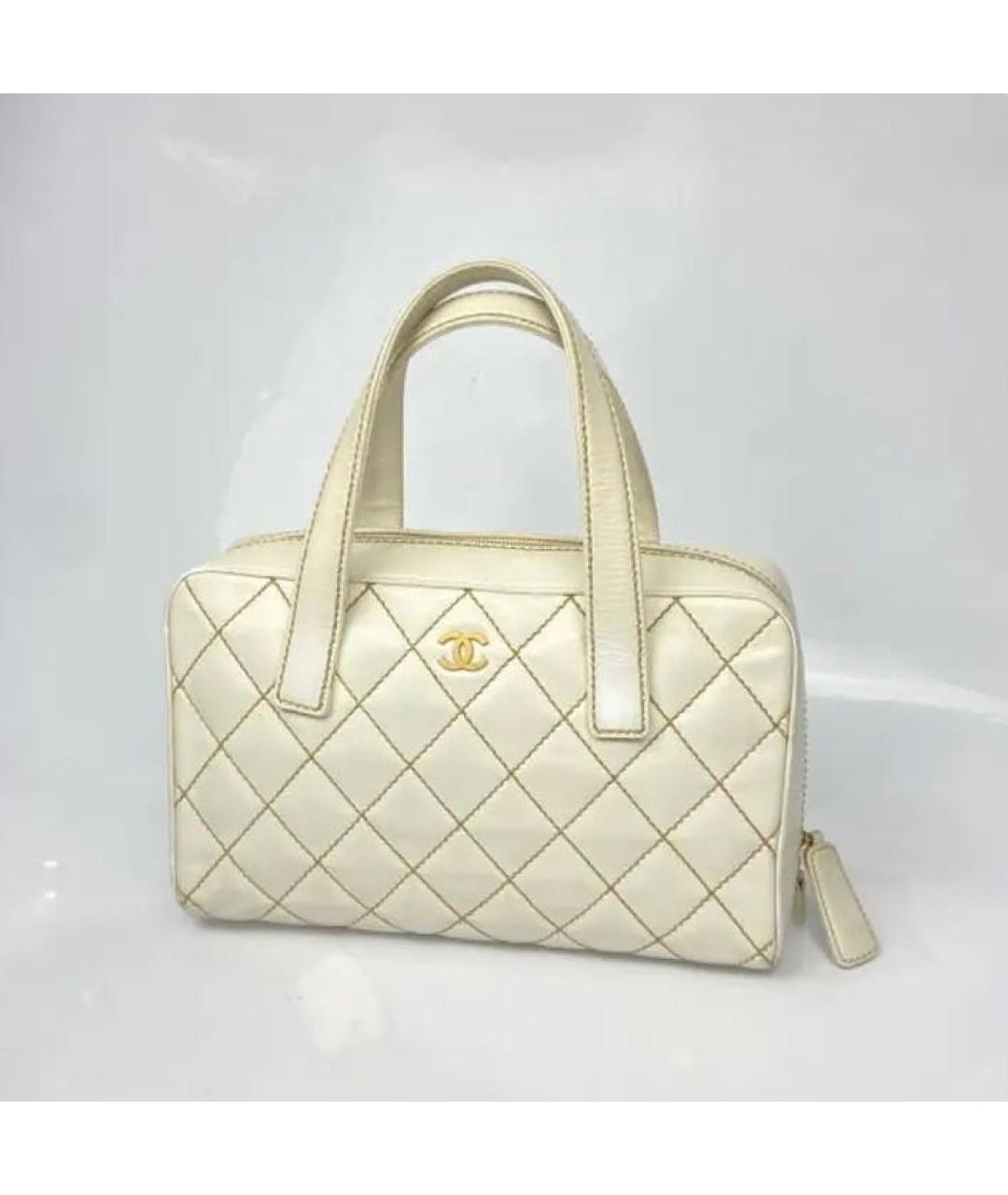 CHANEL Бежевая кожаная сумка через плечо, фото 3