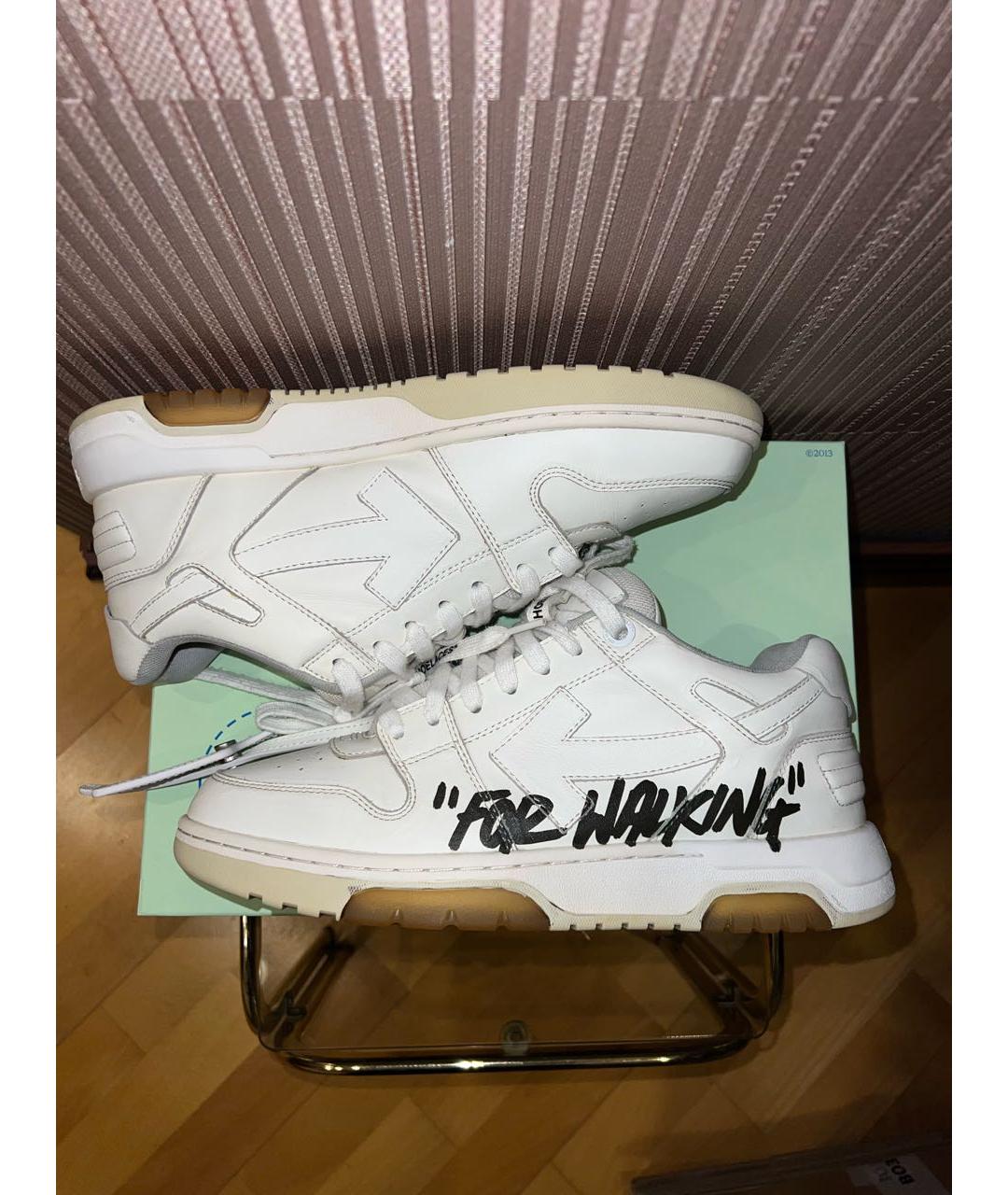 OFF-WHITE Белые кожаные низкие кроссовки / кеды, фото 4