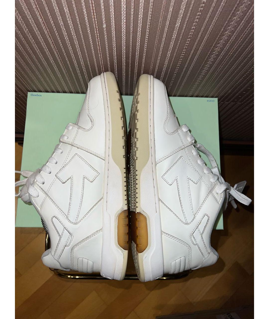 OFF-WHITE Белые кожаные низкие кроссовки / кеды, фото 2