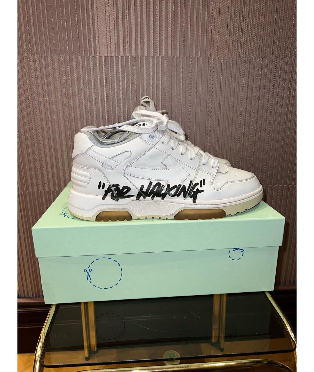 OFF-WHITE Белые кожаные низкие кроссовки / кеды, фото 9