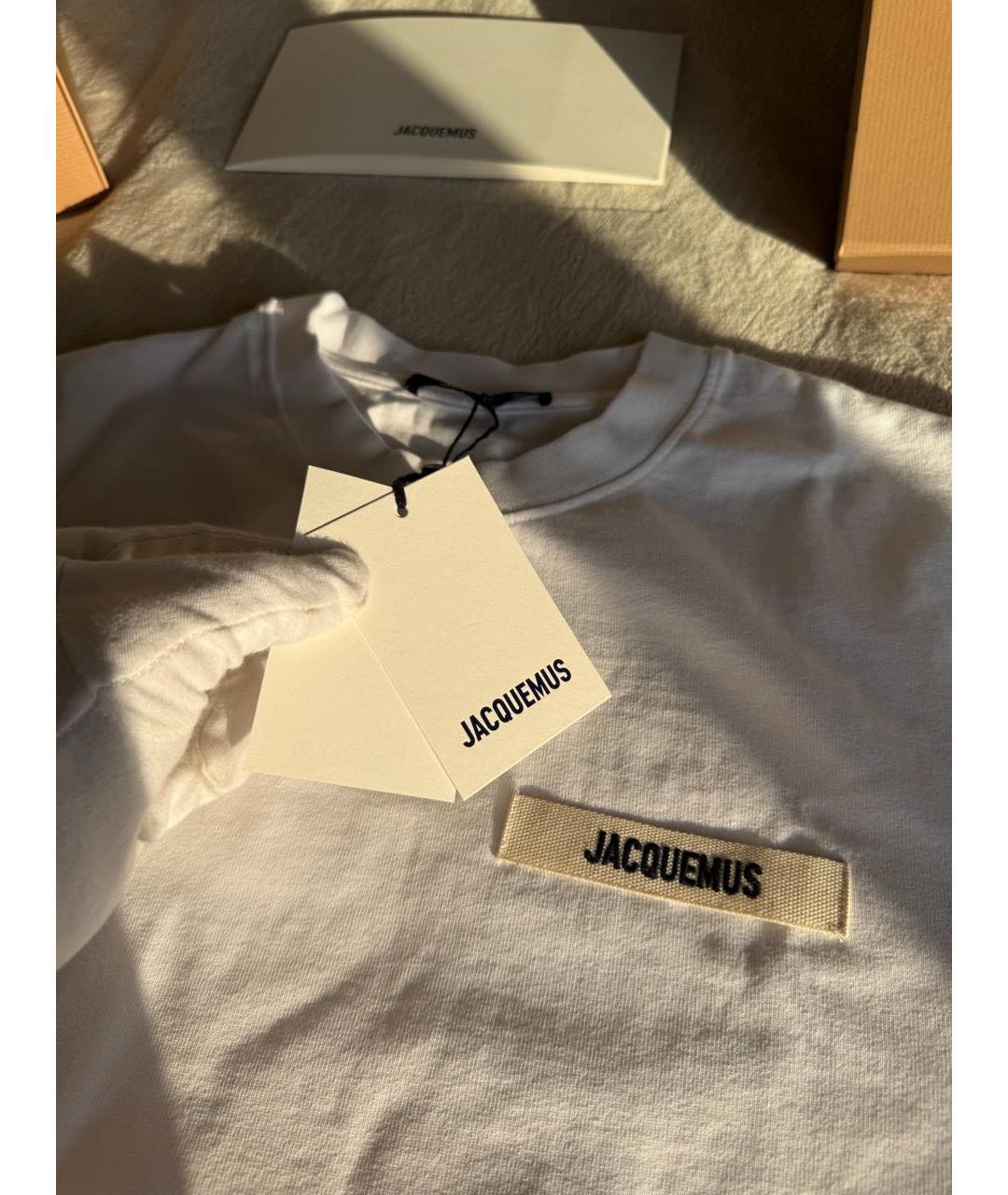 JACQUEMUS Белая хлопковая футболка, фото 4