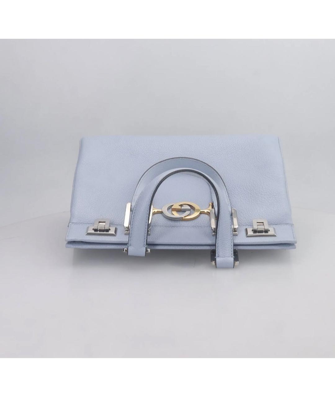 GUCCI Голубая кожаная сумка с короткими ручками, фото 4