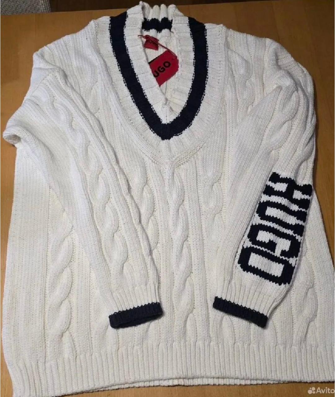 HUGO BOSS Белый хлопковый джемпер / свитер, фото 5