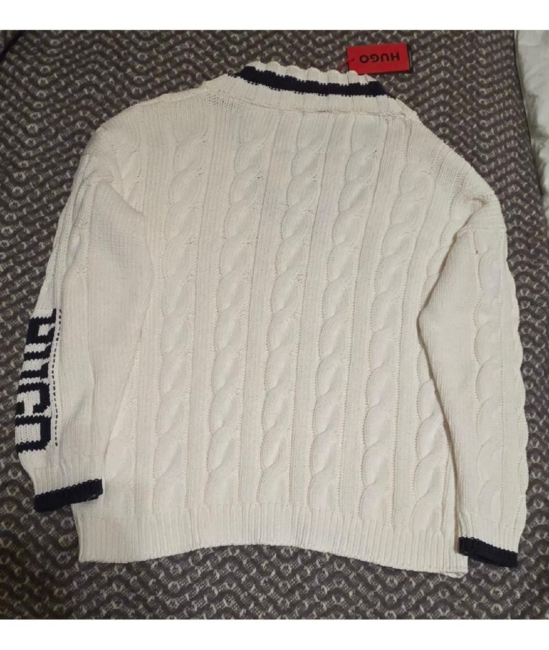 HUGO BOSS Белый хлопковый джемпер / свитер, фото 2