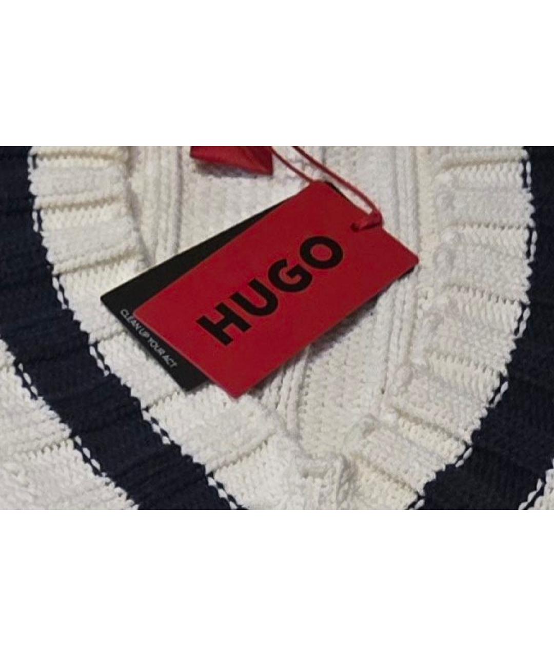 HUGO BOSS Белый хлопковый джемпер / свитер, фото 3