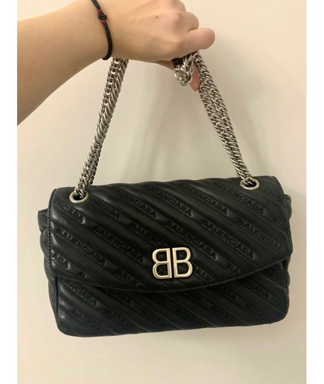 BALENCIAGA Черная кожаная сумка через плечо, фото 2