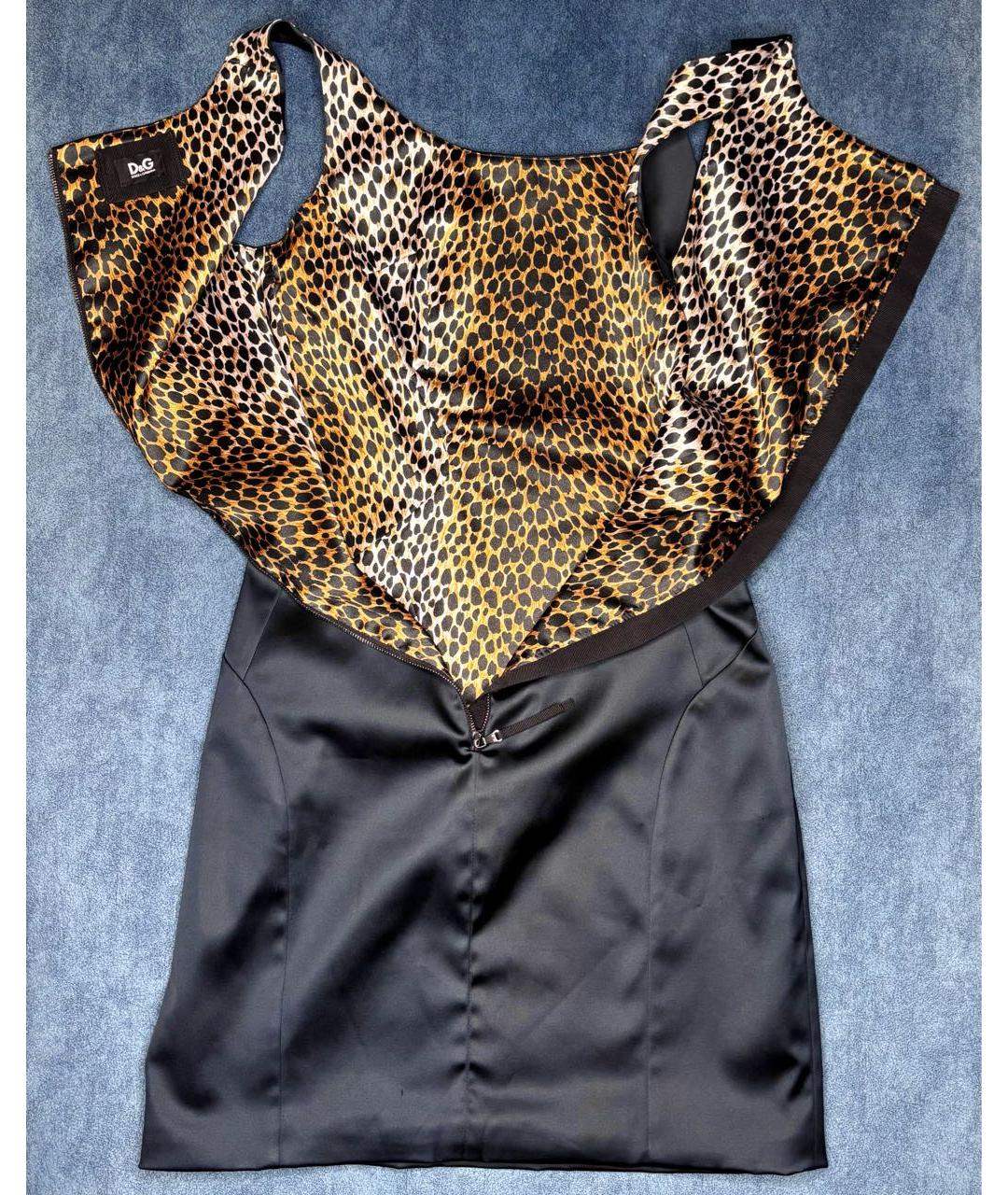 DOLCE&GABBANA Темно-синее ацетатное коктейльное платье, фото 6