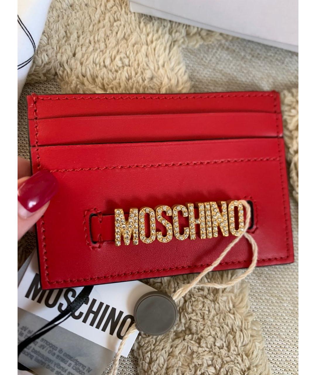 MOSCHINO Красный кожаный кардхолдер, фото 7