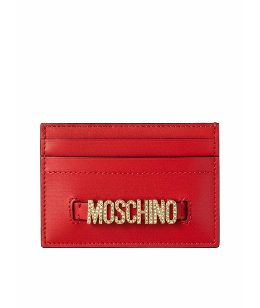 MOSCHINO Красный кожаный кардхолдер, фото 1