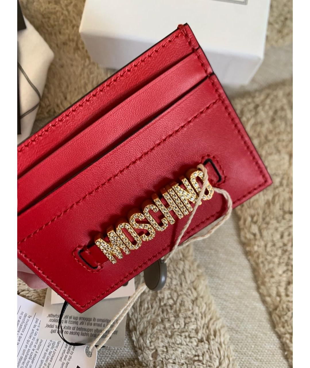 MOSCHINO Красный кожаный кардхолдер, фото 4