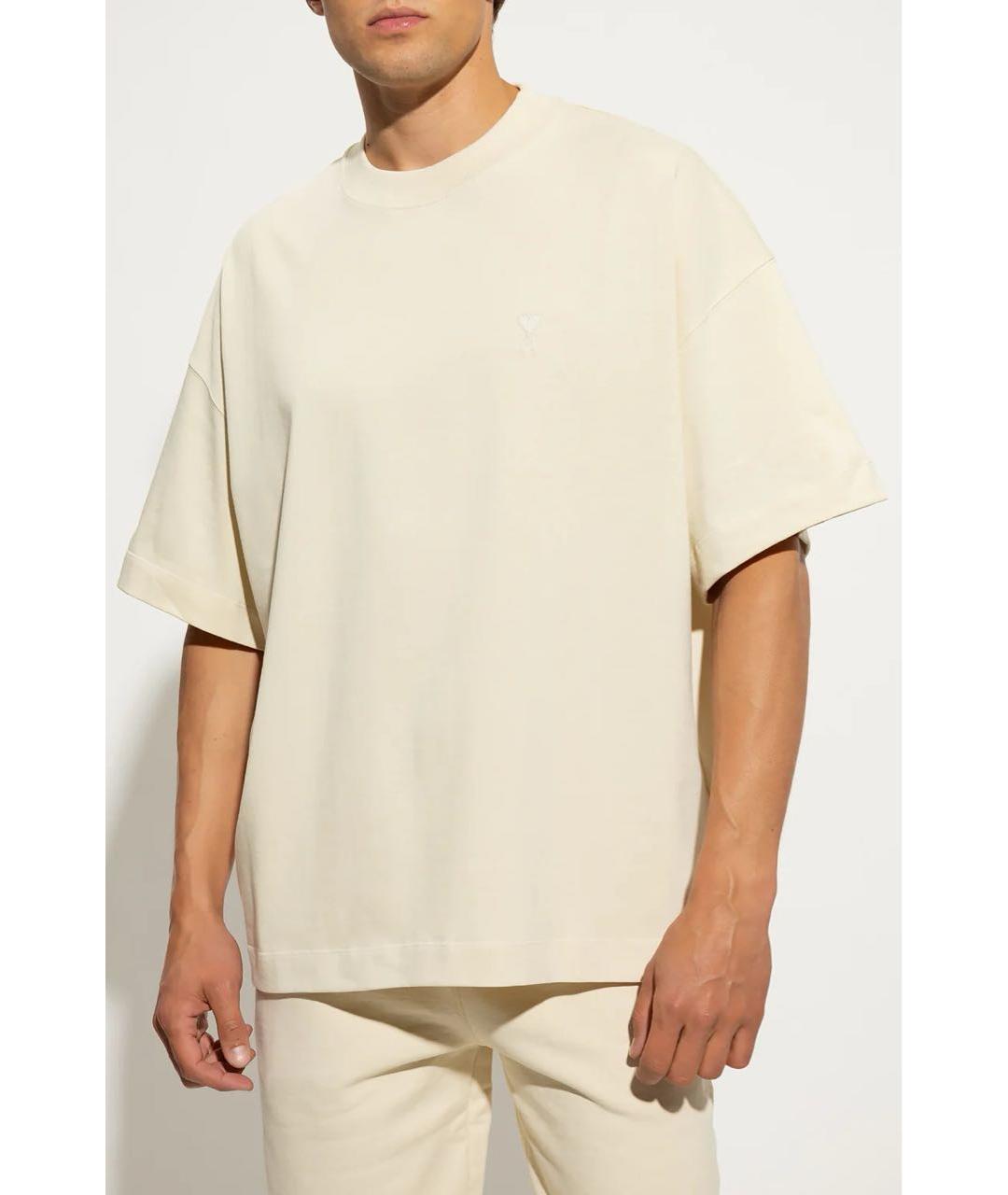 Ami Paris Бежевая хлопковая футболка, фото 6