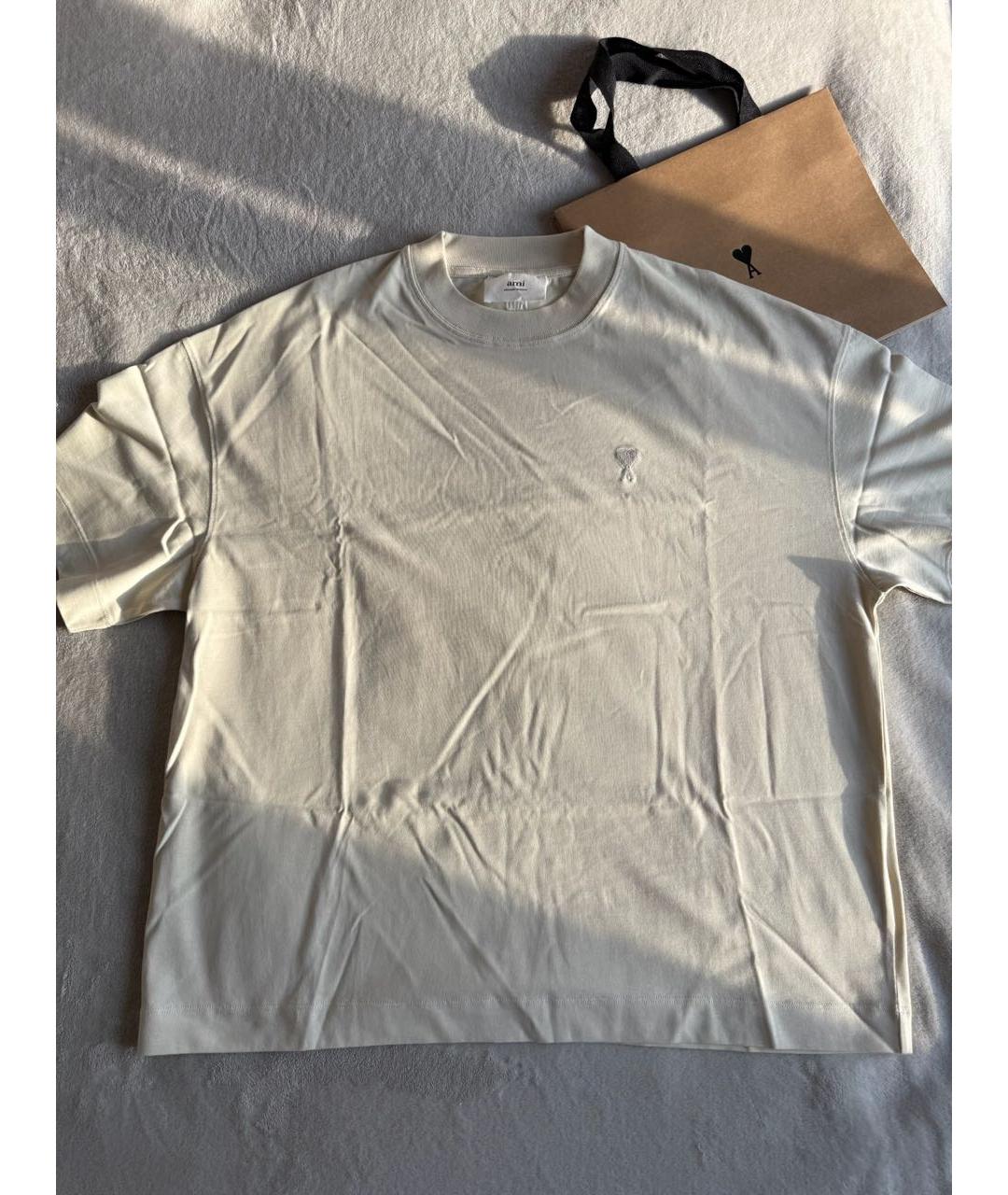 Ami Paris Бежевая хлопковая футболка, фото 2