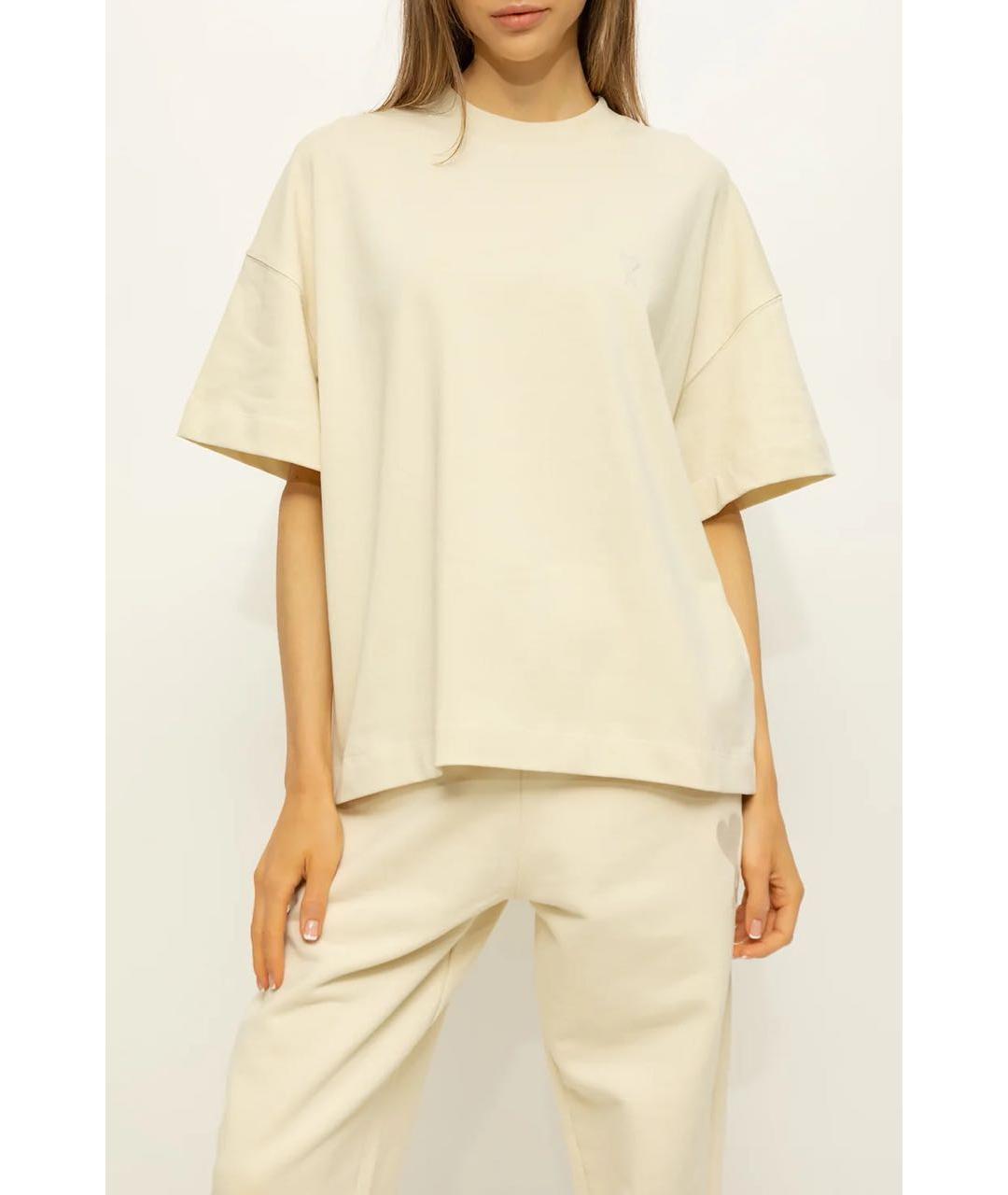 Ami Paris Бежевая хлопковая футболка, фото 7