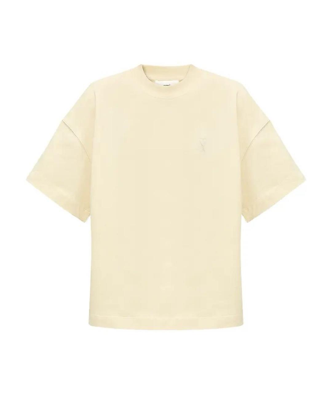 Ami Paris Бежевая хлопковая футболка, фото 1