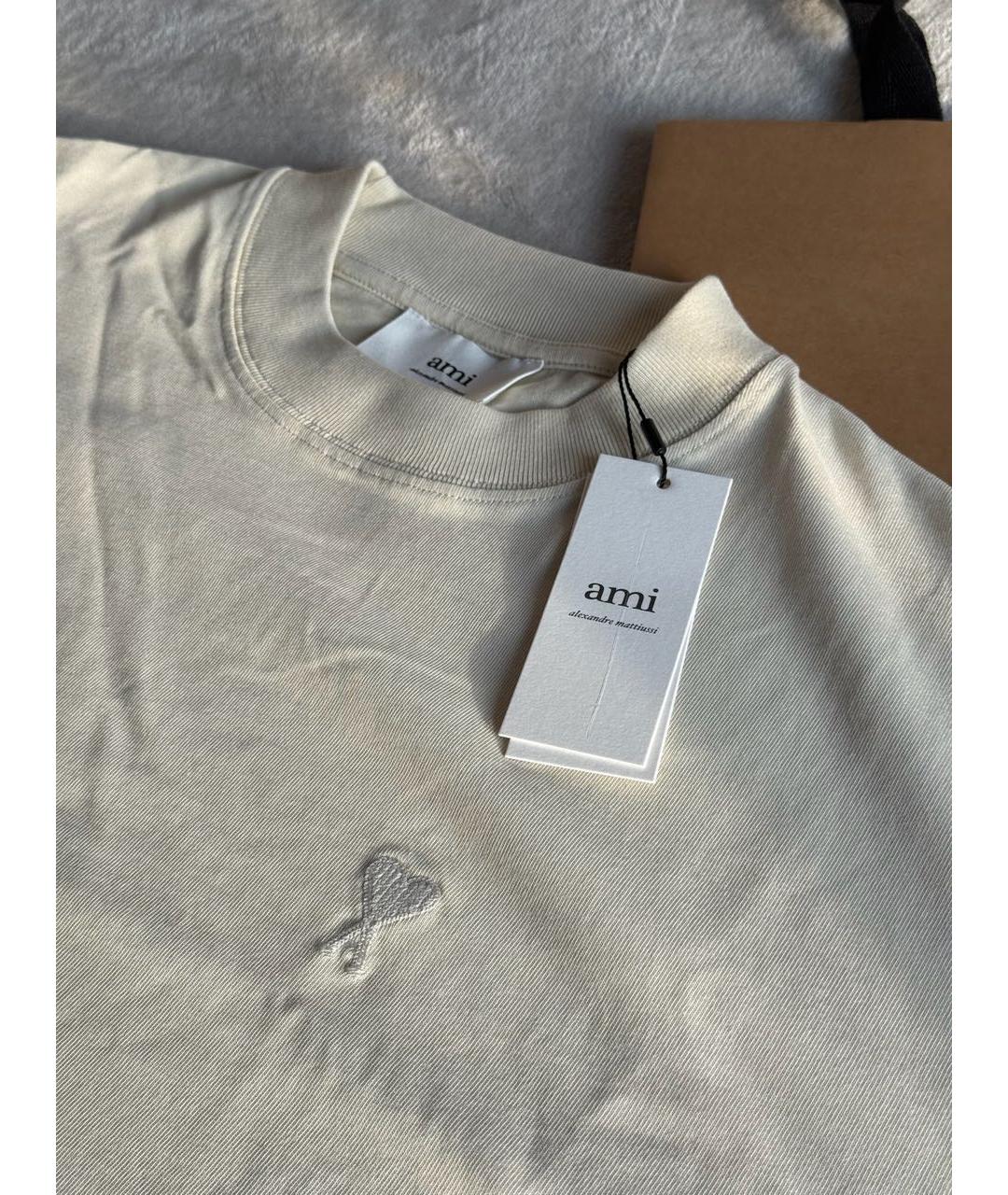 Ami Paris Бежевая хлопковая футболка, фото 3