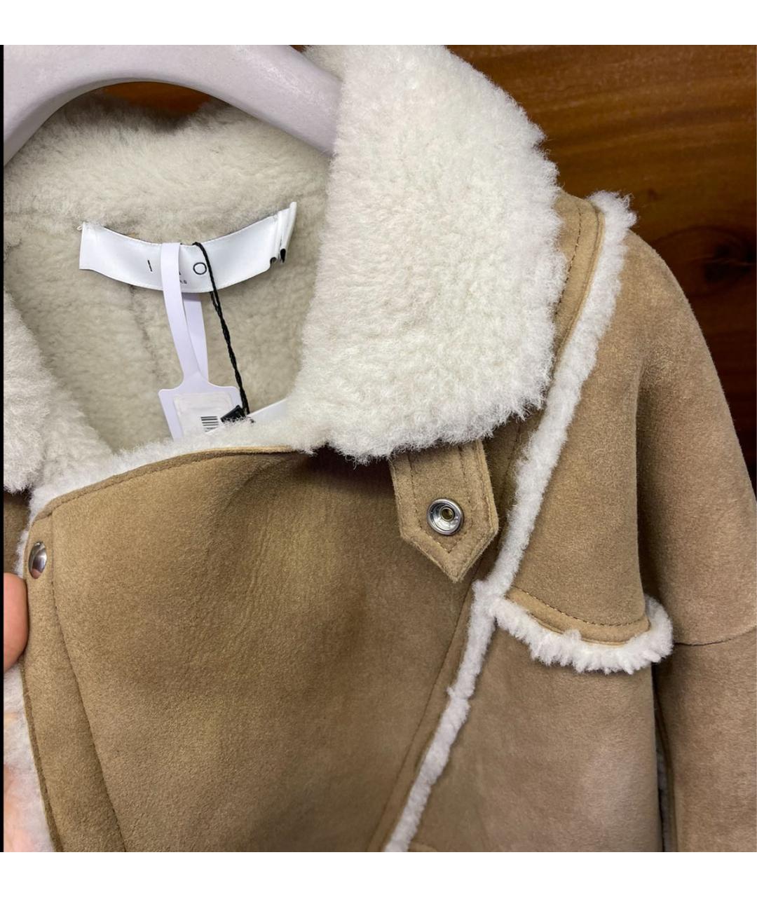 IRO Бежевая замшевая дубленка, фото 3