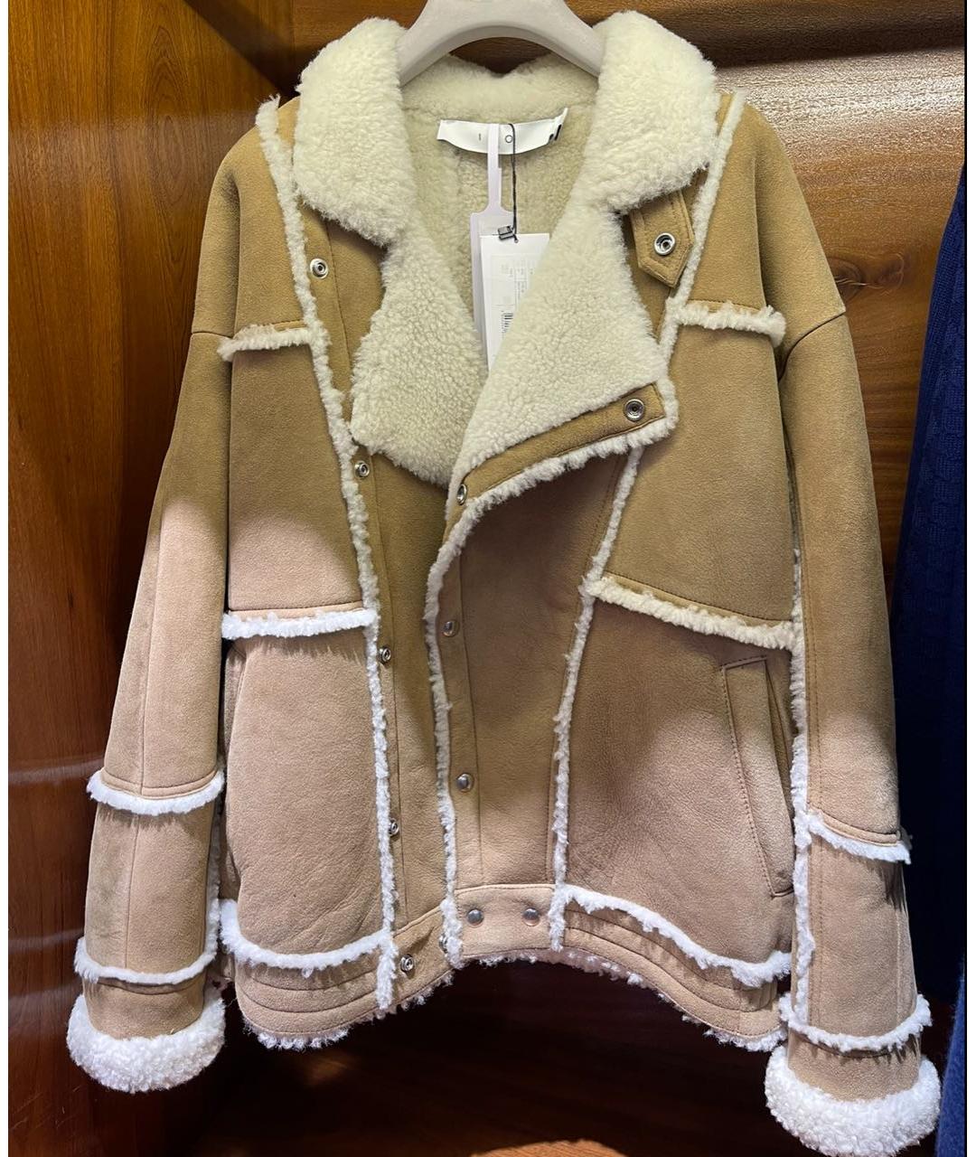 IRO Бежевая замшевая дубленка, фото 9