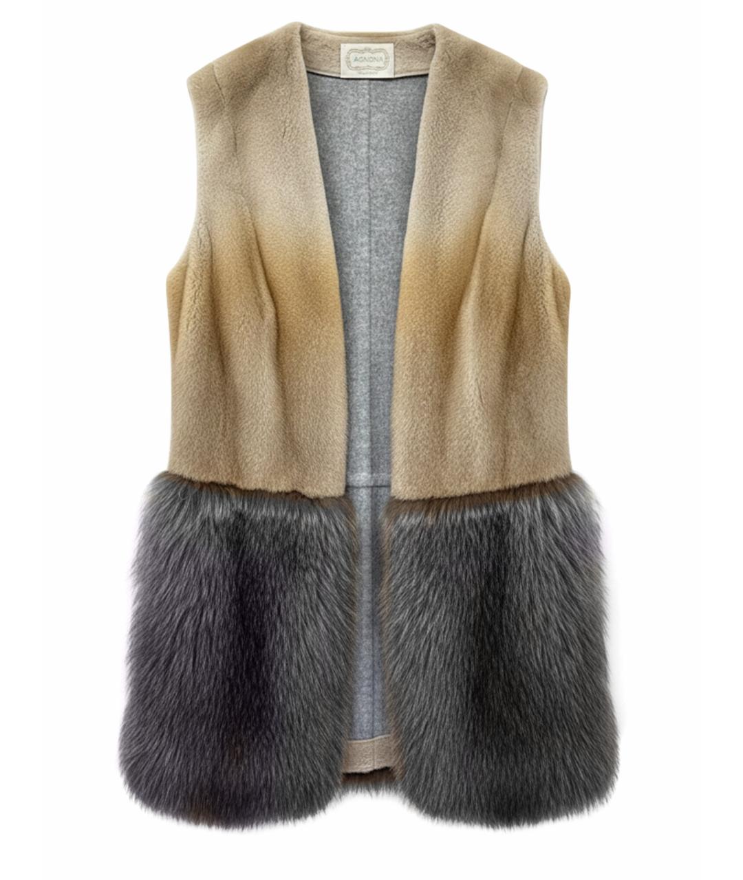 AGNONA Бежевый меховой жилет, фото 1