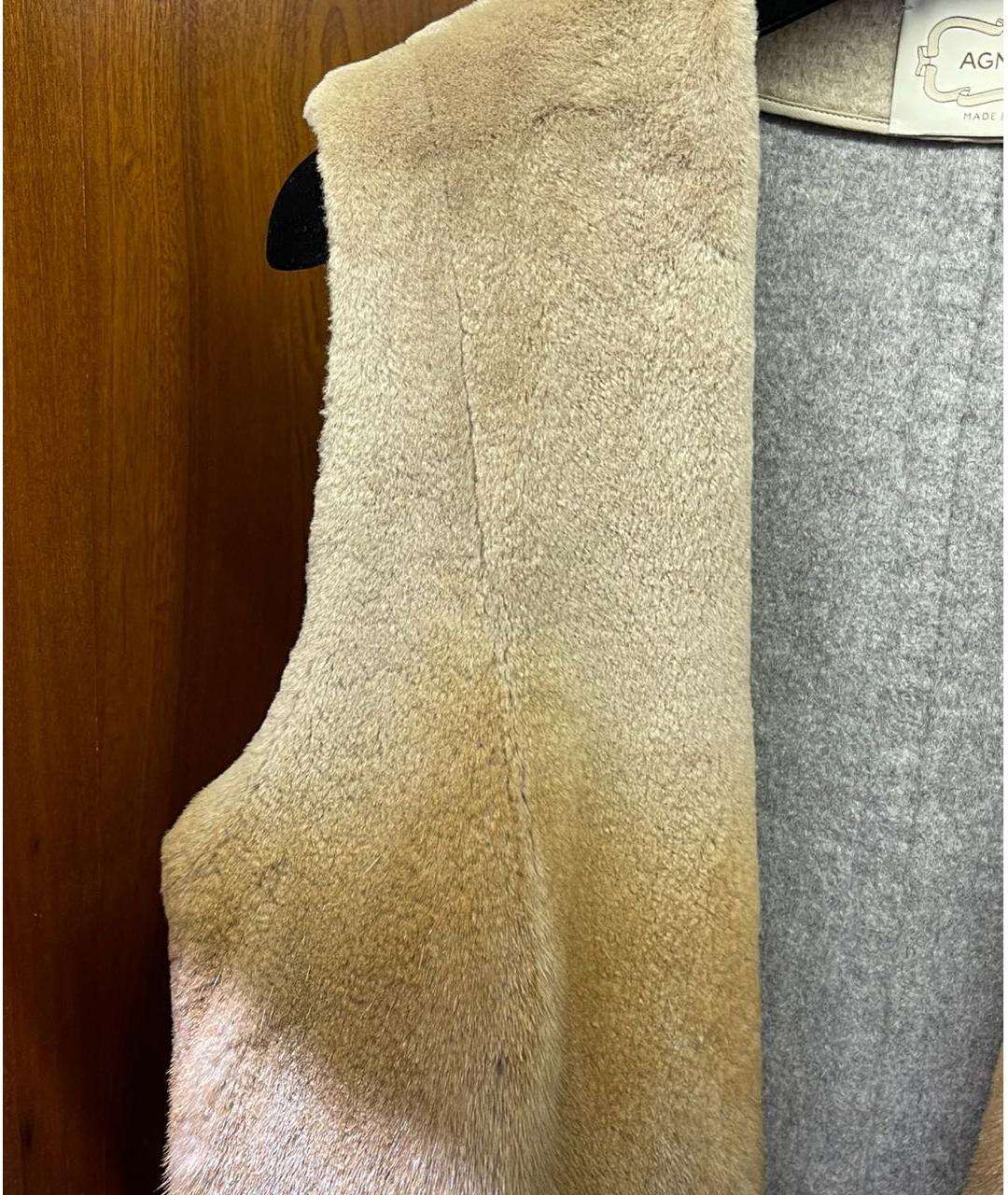 AGNONA Бежевый меховой жилет, фото 3