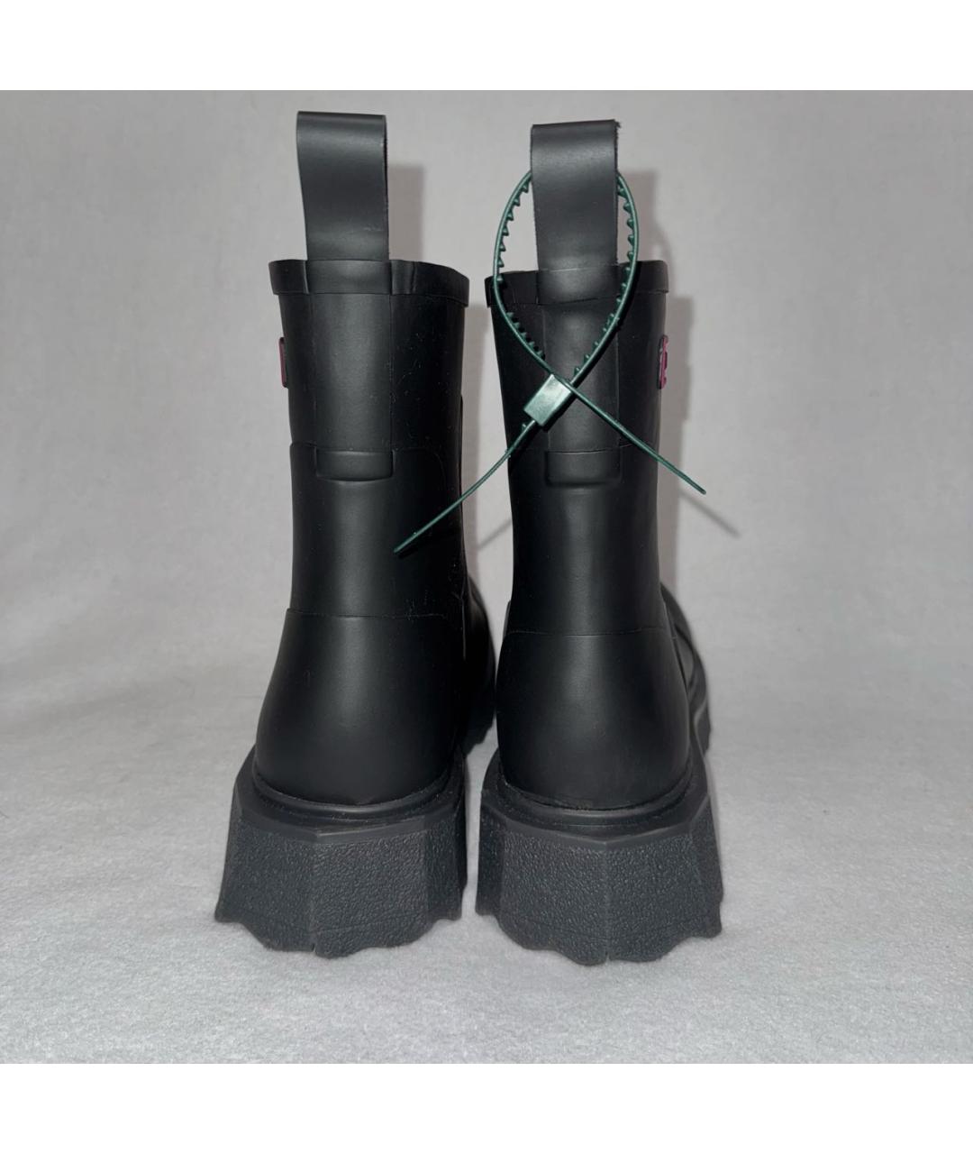 OFF-WHITE Черные резиновые высокие ботинки, фото 4