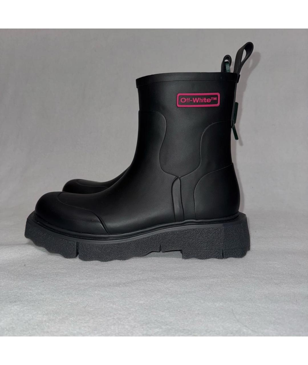 OFF-WHITE Черные резиновые высокие ботинки, фото 8