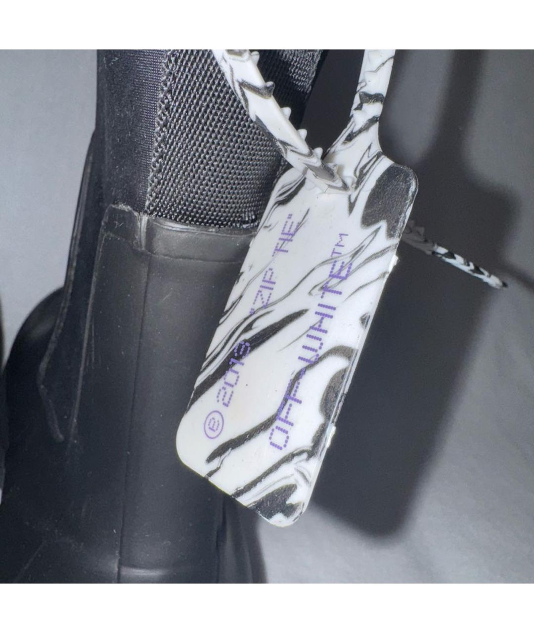 OFF-WHITE Черные резиновые высокие ботинки, фото 4