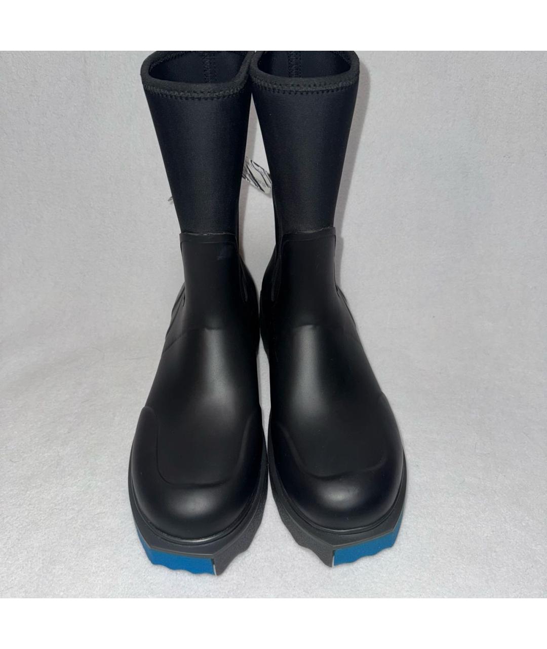OFF-WHITE Черные резиновые высокие ботинки, фото 2