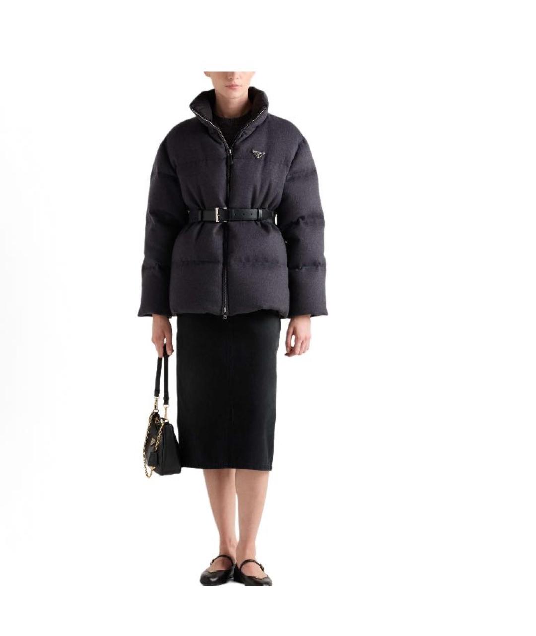 PRADA Черный полиэстеровый пуховик, фото 6