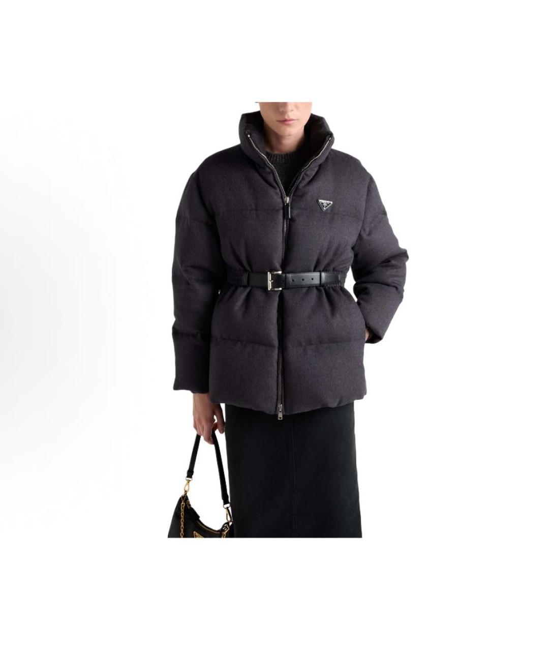 PRADA Черный полиэстеровый пуховик, фото 7
