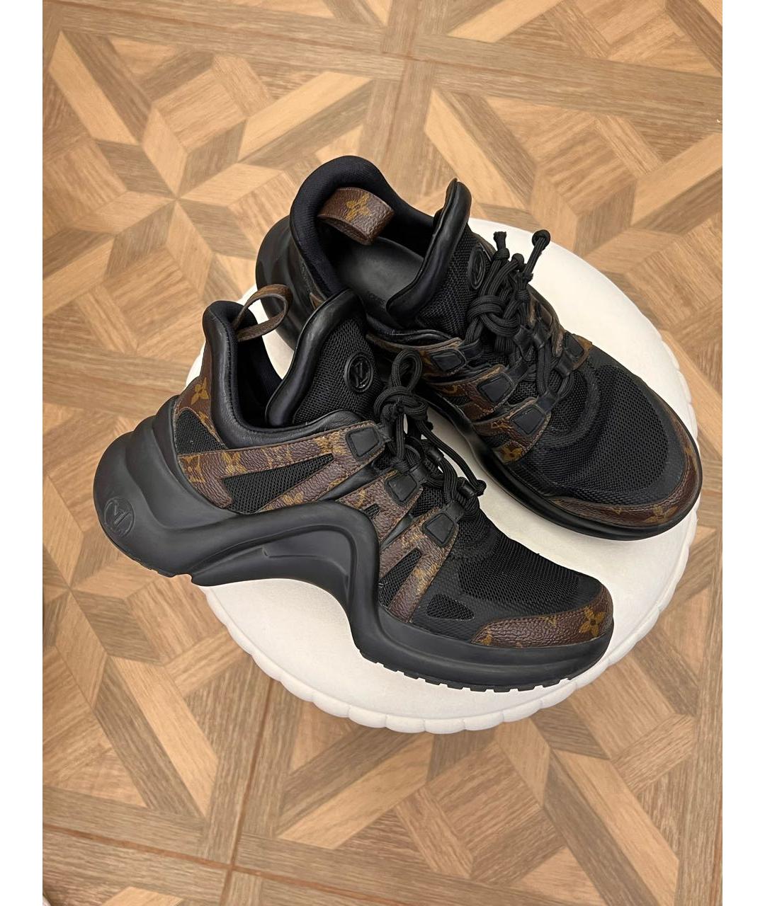 LOUIS VUITTON Коричневые кожаные кроссовки, фото 5