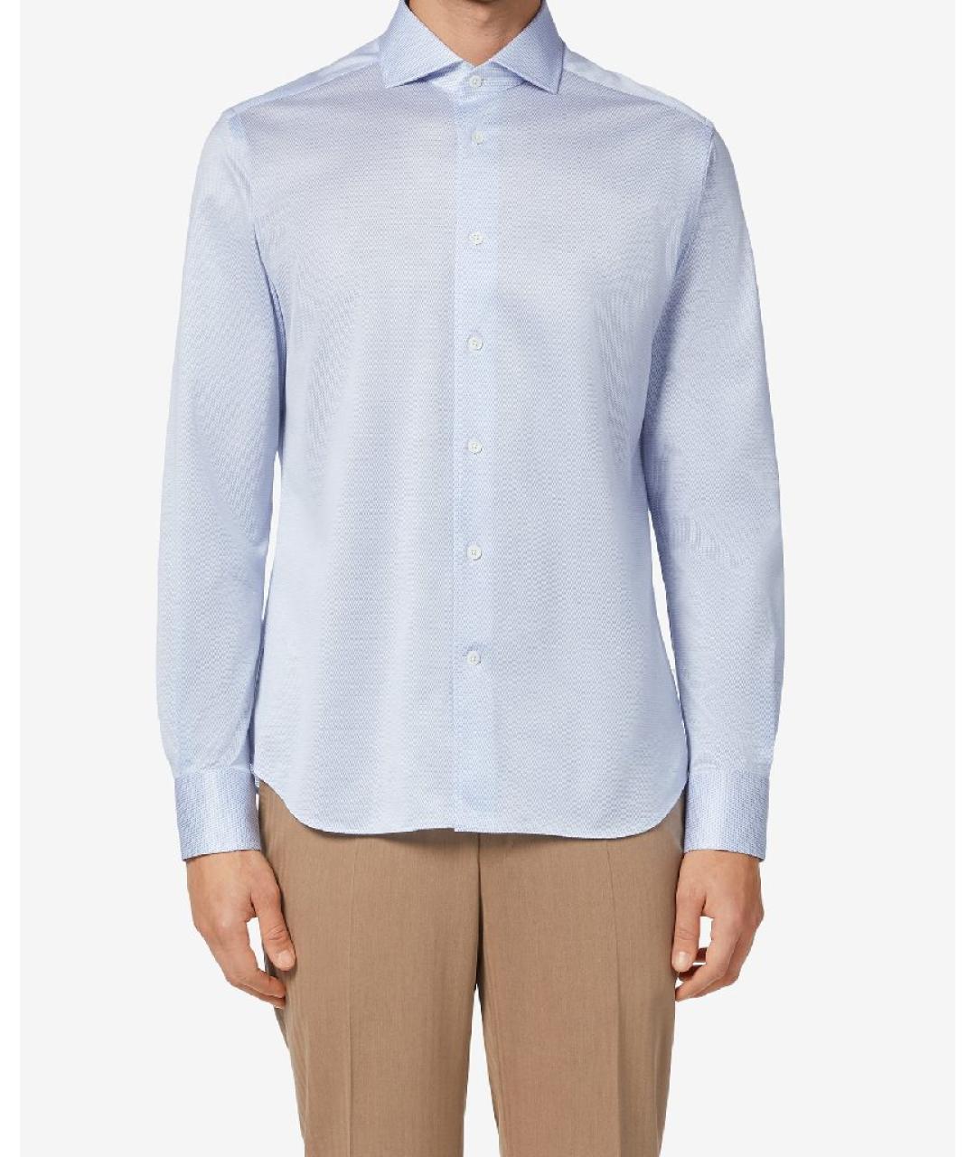 CORNELIANI Голубая хлопковая классическая рубашка, фото 2