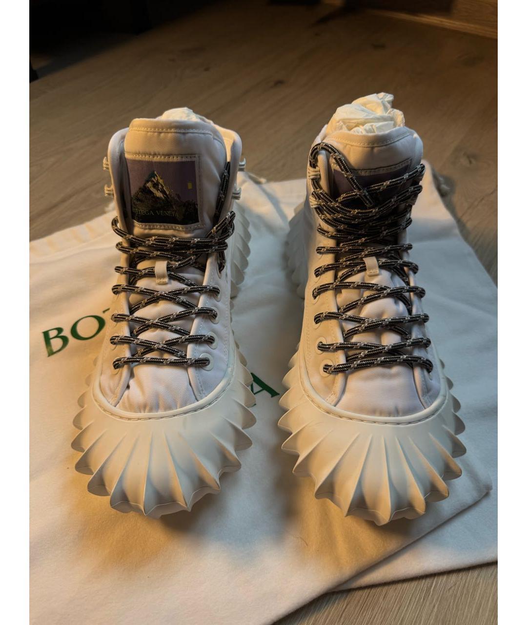 BOTTEGA VENETA Белые синтетические высокие кроссовки / кеды, фото 2