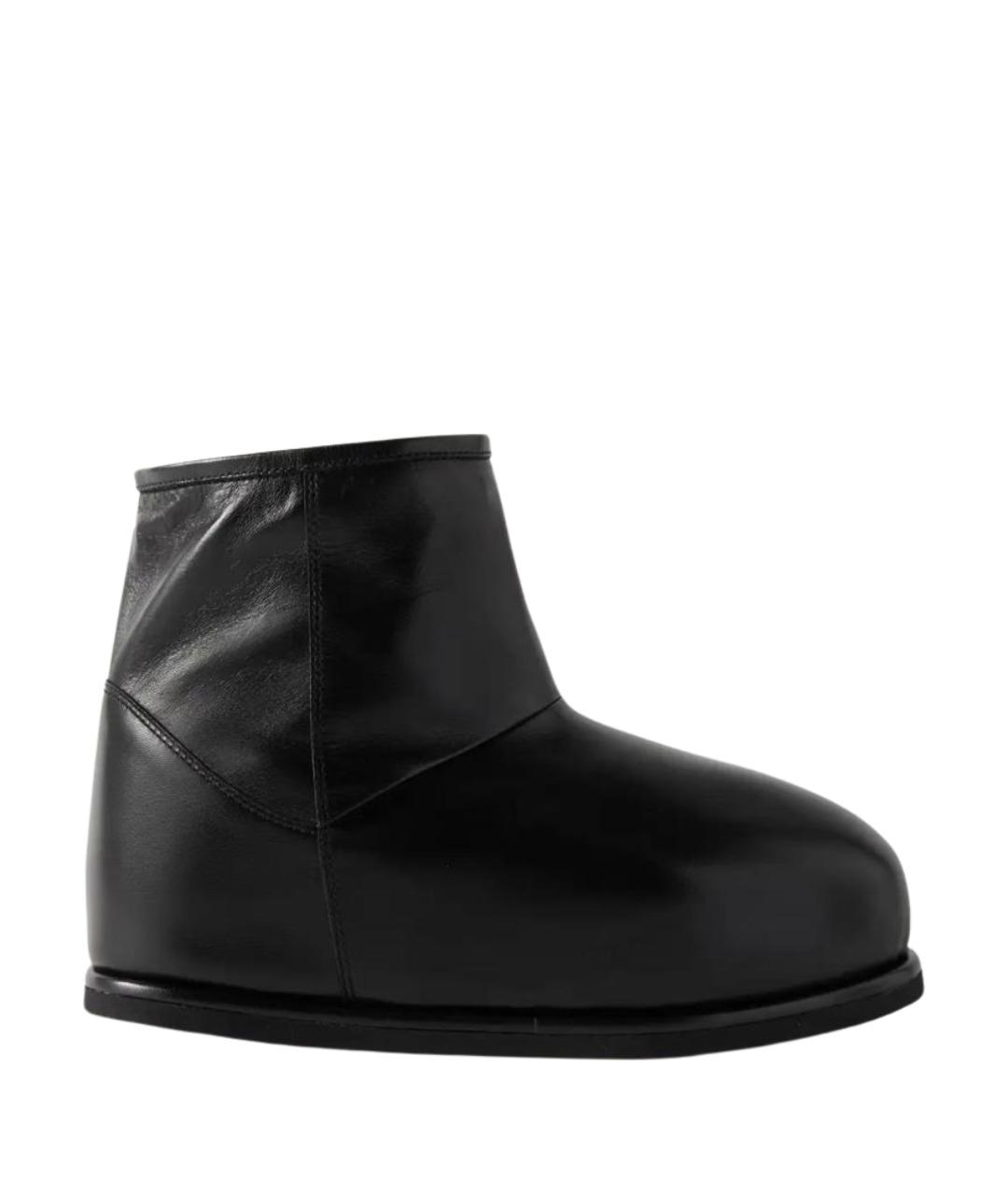 Amina Muaddi Черные кожаные полусапоги, фото 1