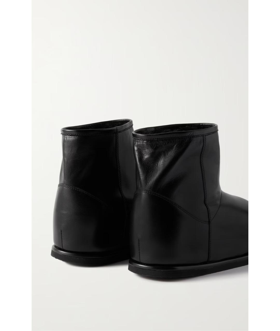 Amina Muaddi Черные кожаные полусапоги, фото 4