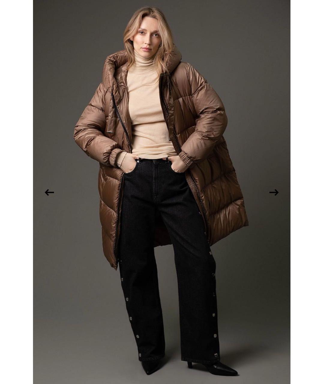 MAX MARA THE CUBE Коричневый полиэстеровый пуховик, фото 4