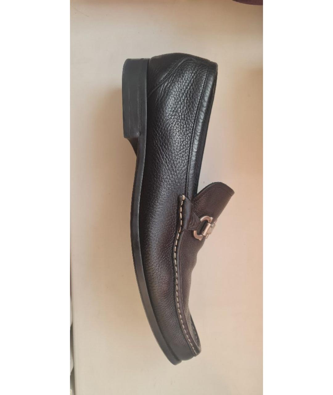 FERRAGAMO Темно-синие кожаные лоферы, фото 8